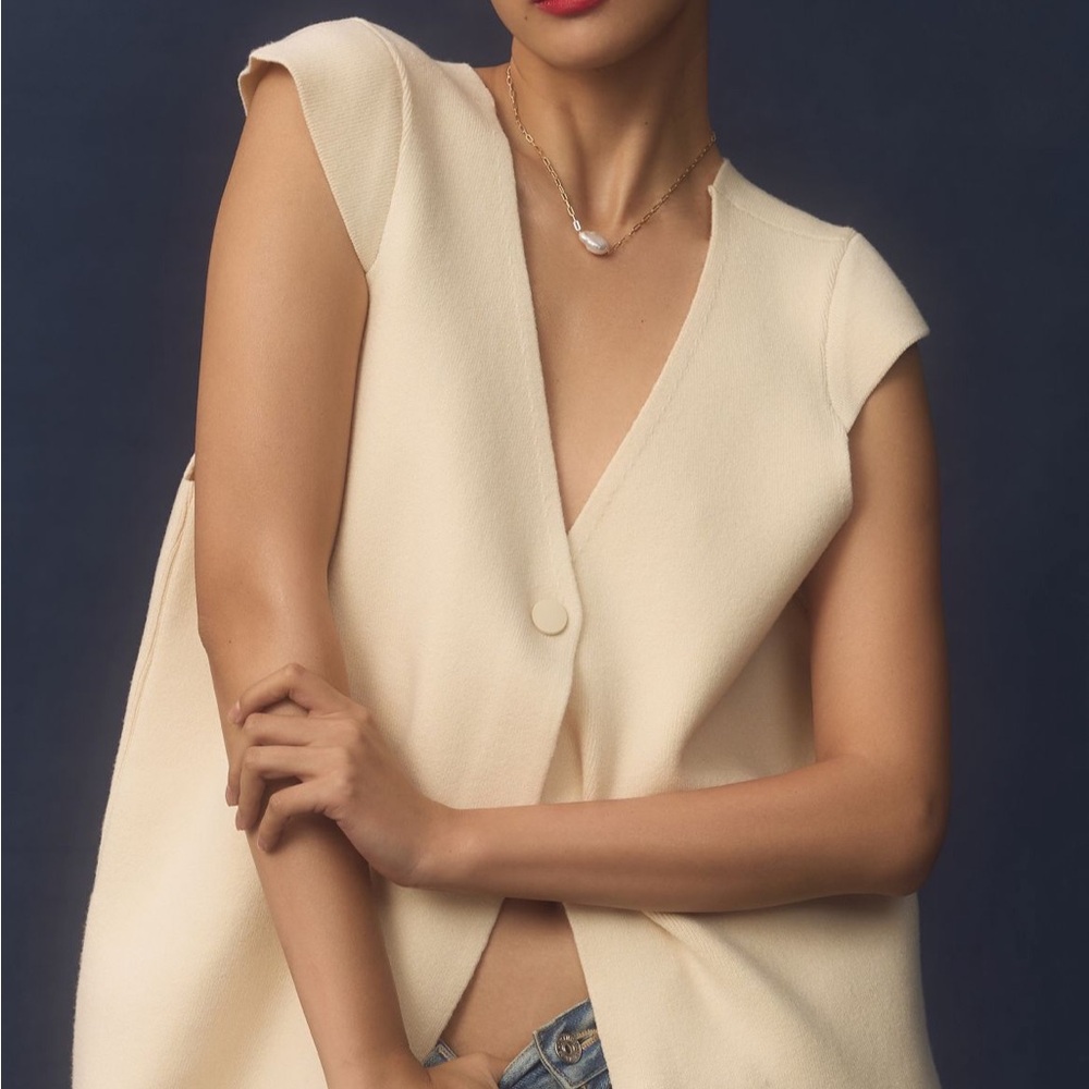 Anthropologie Cream Sleeveless Sweater